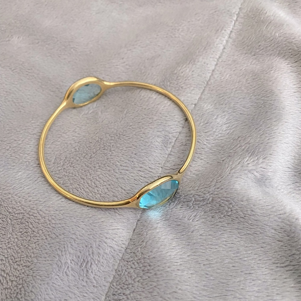 Aqua blue crystal gold plated bangle